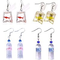 PPX 4 Pares Pendientes-Dibujos Animados Divertidos Goldfish Water Bags Design Charm Resina Pendientes y Pendientes de…